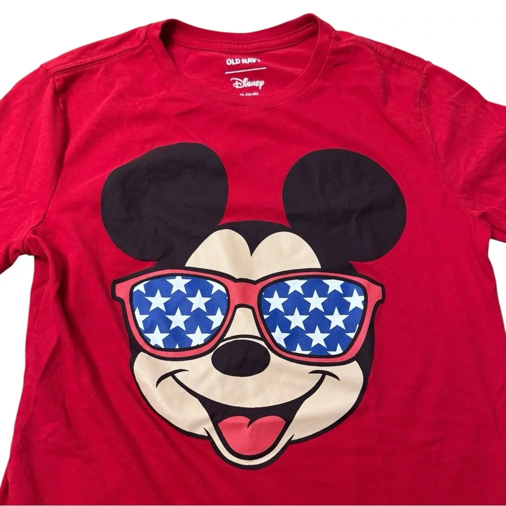 Old Navy | Red Mickey Mouse Kids T-Shirt Size XL 14-16 Sunglasses Fourth of July